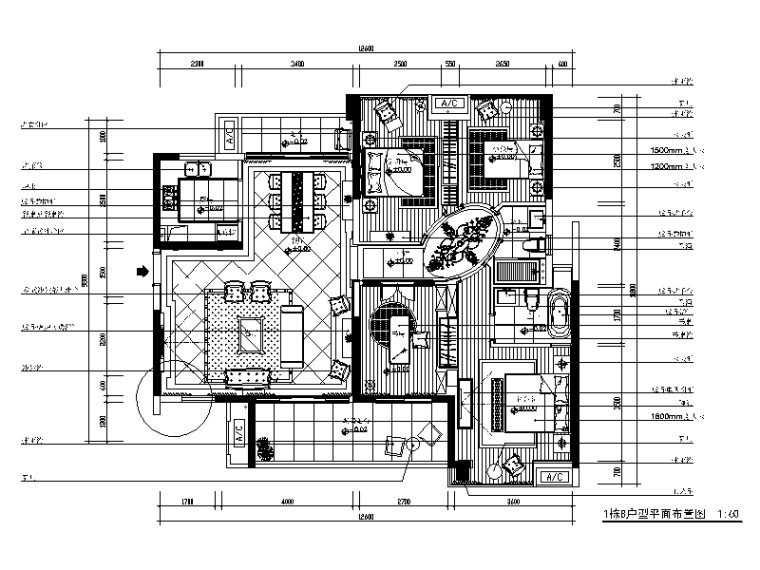 欧式餐厅CAD施工图资料下载-欧式样板房设计CAD施工图（含效果图）