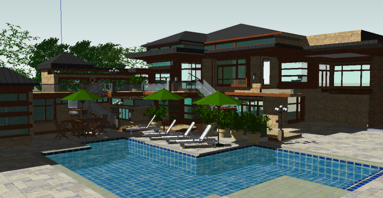 休闲度假型酒店景观设计资料下载-休闲度假别墅庭院景观设计模型