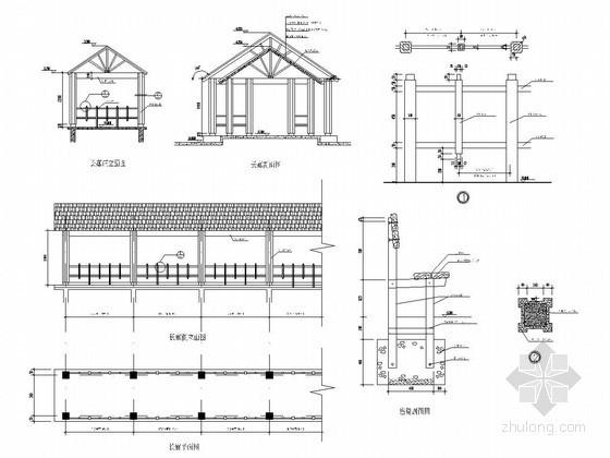 木质休憩廊架施工图资料下载-园林廊架施工图41例