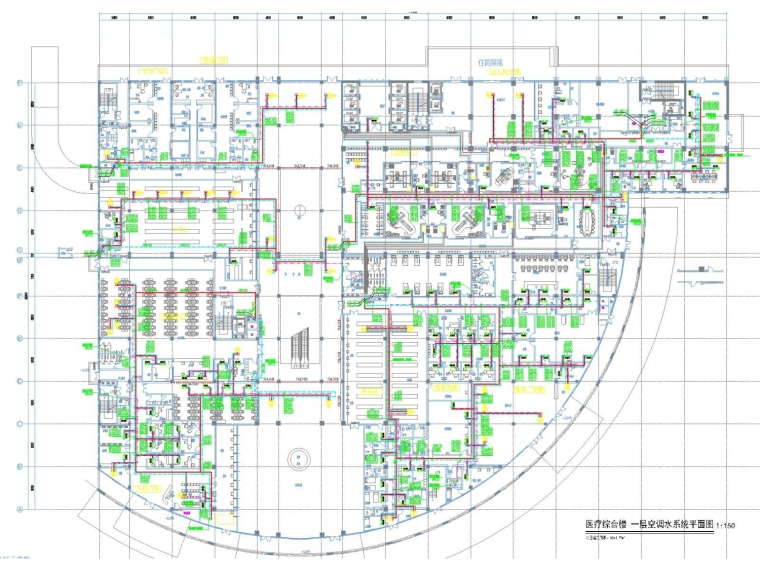[浙江]高层医疗综合楼空调通风防排烟系统（大院出品净化空调）-医疗综合楼 一层空调水系统平面图