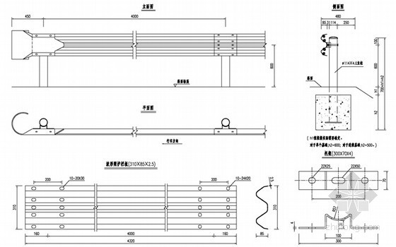 [浙江]四级及四级以下农村公路安全设施设置技术62页-埋入式基础的C级波形梁路基护栏