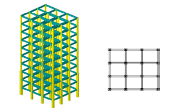 网架结构3d模型资料下载-全频校准的钢-砼混合结构Rayleigh阻尼模型及其对比分析