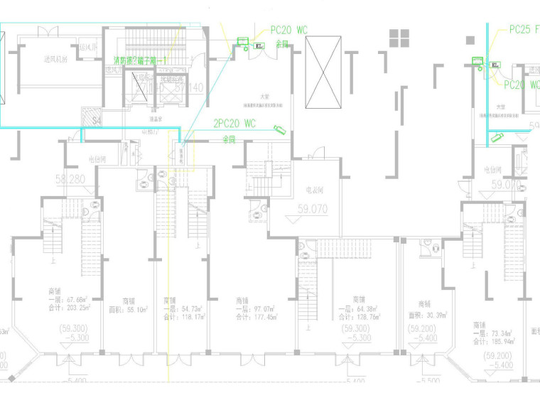 [湖南]某高层住宅地下室全套电气施工图-地下室负一层弱电平面图.jpg