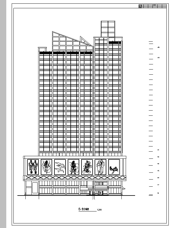 高层cad平立剖资料下载-现代高层商住综合楼建筑设计施工图CAD