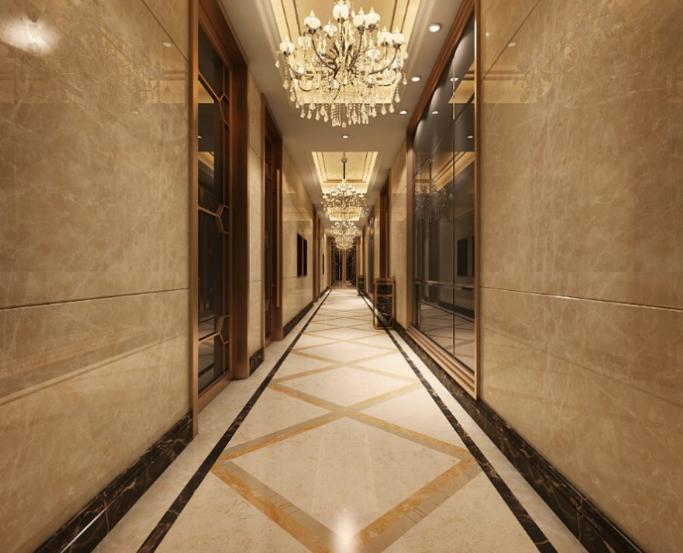 丽锦大酒楼欧式风格室内施工图及效果图（35张）-一层走道效果图