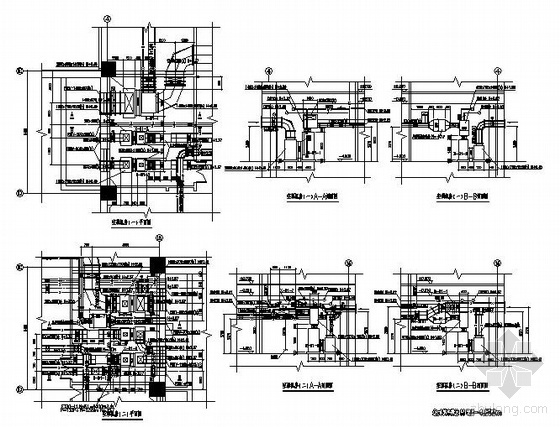机房平剖面资料下载-某机关综合楼空调机房平、剖面图及管道大样图