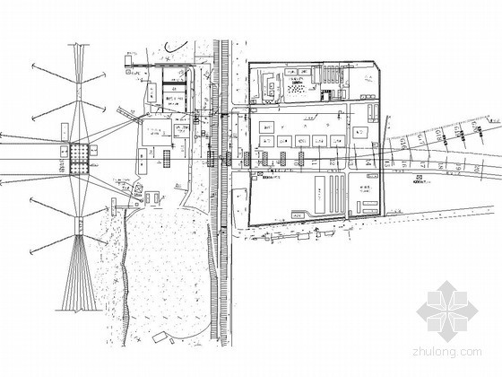 施工现场布局cad图资料下载-跨江大桥两岸施工现场平面布置图（CAD）