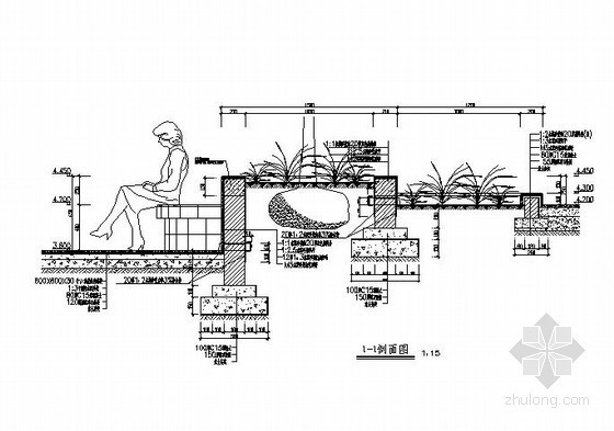 树池剖面详图资料下载-树池座凳剖面详图