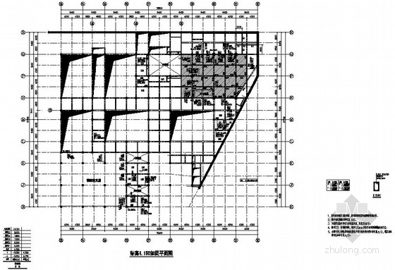 单层框架结构城市广场改造加固结构施工图-夹层标高4.150加固平面图 