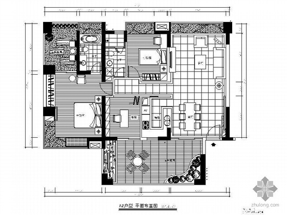 板式住宅两居三居户型资料下载-[东莞]某三居A户型装修图