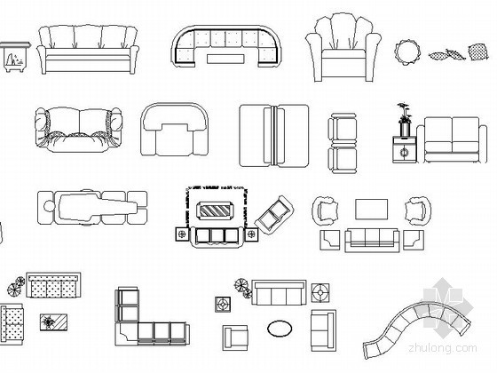 时尚沙发CAD图块下载 