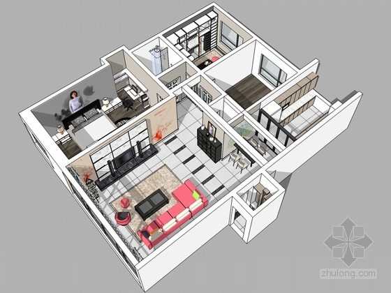 舒适阁楼住宅设计资料下载-舒适住宅SketchUp模型下载