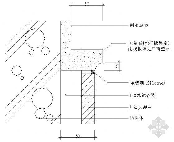 石材台节点资料下载-石材台度盖板收边大样