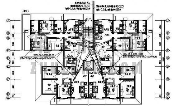 职工宿舍楼设计图纸资料下载-陕西某职工住宅楼电气设计图纸