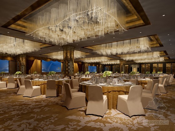 酒店大宴会厅平面图纸资料下载-酒店宴会厅3D模型下载