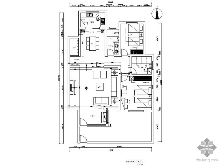 法式现代装修效果图资料下载-现代二室二厅装修图（含效果图）