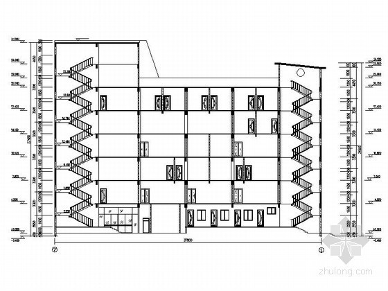 [泸州]某加油站六层综合办公楼建筑施工图（含效果图）-剖面 