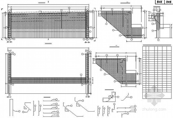 中央分隔混凝土护栏资料下载-混凝土肋板式桥台耳墙、背墙钢筋布置节点详图设计