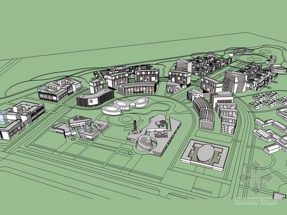 医疗科技园方案设计资料下载-科技园大楼SketchUp模型下载
