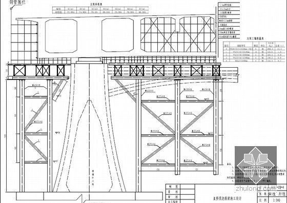 [广西]54.5m宽矮塔斜拉桥三向预应力单箱三室主梁悬臂支架现浇施工方案103页-现浇箱梁支架横断面构造图