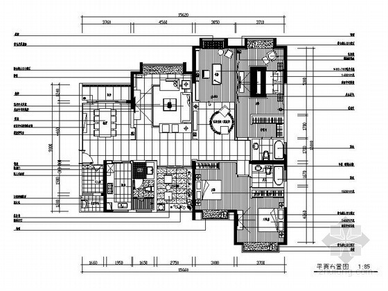 现代中式衣柜资料下载-名师现代中式三居室样板房室内设计图（含实景）