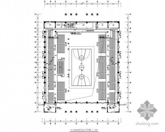 [浙江]医科大学校园工程电气施工图（图书馆、会堂、风雨操场、地下室）-16.450标高层电力平面图