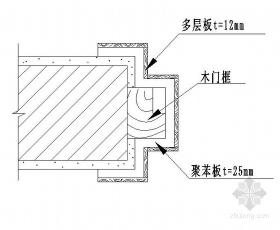 复合实木门框安装节点图资料下载-抹灰时木门框保护示意图