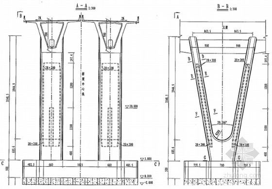 [浙江]跨海大桥通航孔V型墩施工技术方案70页（悬臂模板）-V墩墩身构造 