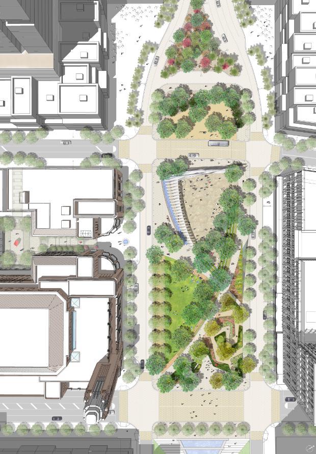 绿化广场素材资料下载-3套公园游园广场平面彩色平面图PSD分层素材