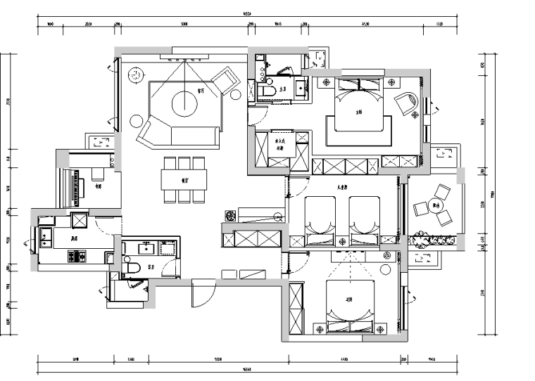 海南白金海岸住宅商业资料下载-白金海岸|现代灰色简约住宅空间设计施工图（附效果图）