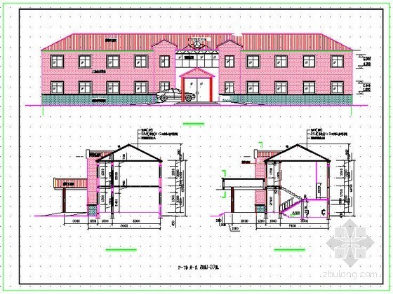 办公楼坡屋顶模型资料下载-某两层砖混结构坡屋顶办公楼结构施工图