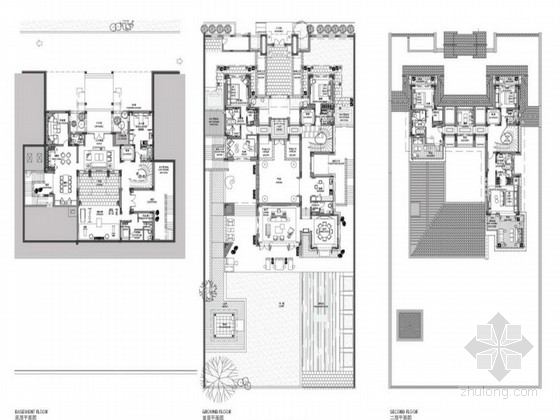 私人庭院方案平面图资料下载-[广东]豪华温泉庭院别墅室内装修设计方案