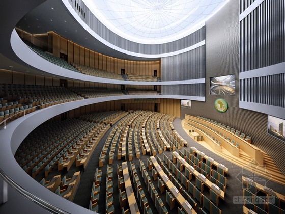 大会议厅阶梯设计资料下载-室内大会议厅3D模型下载