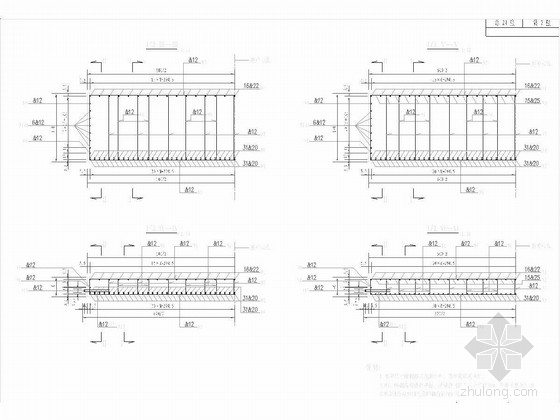 3x13m过河人行桥施工图24张CAD（桩柱式桥台 现浇拱形梁）-实心板配筋图（一） 