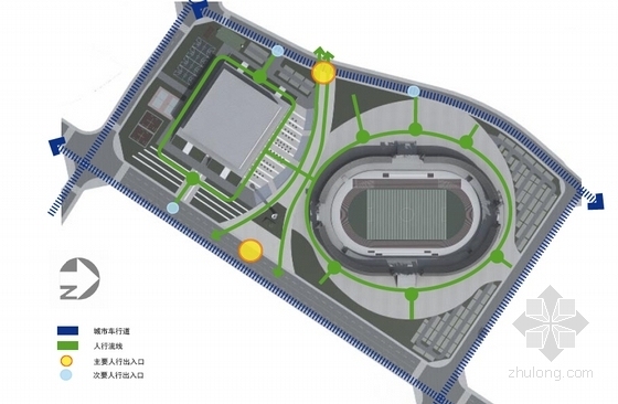 [贵州]城市核心3000座体育场馆建筑施工图（含效果图及全专业CAD）-城市核心3000座体育场馆分析图