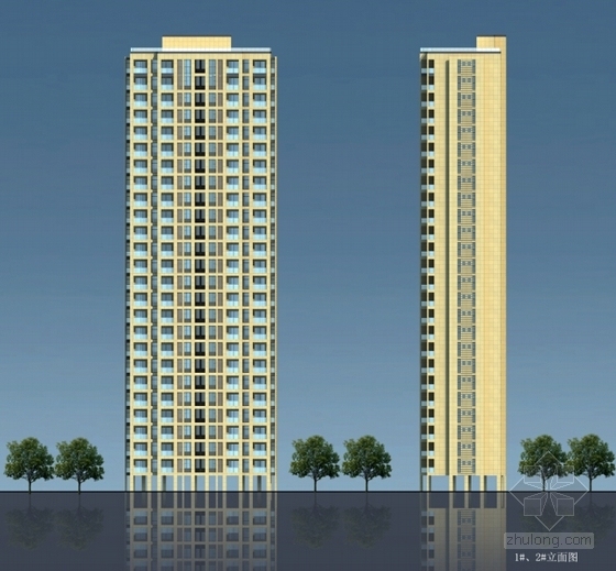 [浙江]现代风格高层住宅区规划及单体设计方案文本-现代风格高层住宅区规划立面图