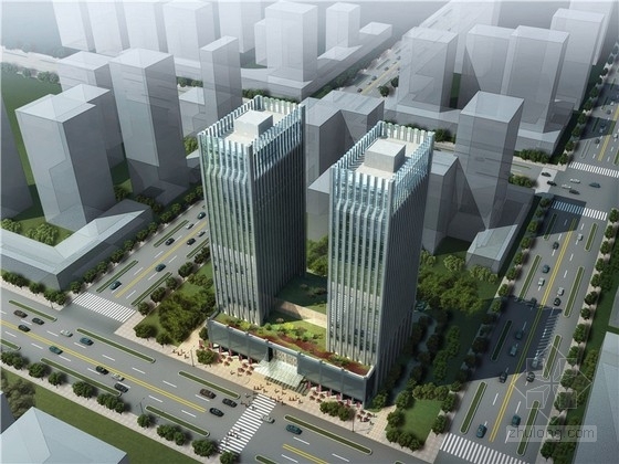 高层办公楼总部资料下载-[重庆]现代风格高层办公楼设计方案文本