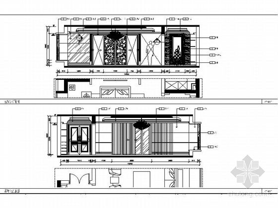 [珠海]奢华新古典四居室装修CAD施工图（含效果图）客厅立面图 