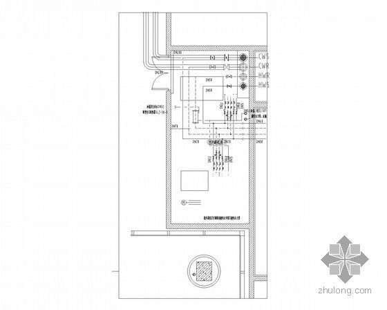 [陕西]世界500强企业厂房通风空调系统设计施工图（大院作品 详图多）-空调机房水管详图