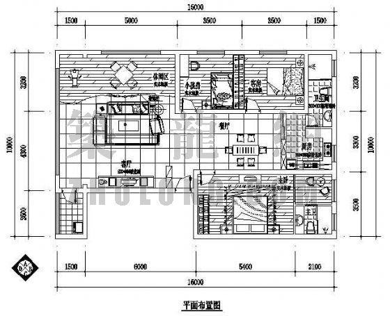 新中式三室两厅平面图资料下载-三室两厅两卫