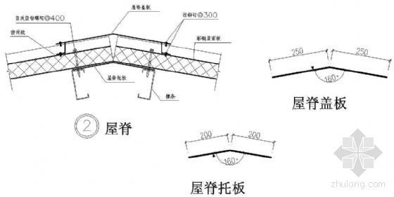 帮脊资料下载-压型钢板屋脊详图（二）