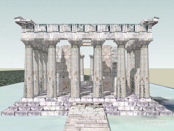 热情完美的雅典俱乐部资料下载-雅典娜神殿sketchup模型