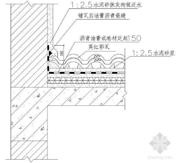 英红瓦单坡屋面屋脊大样资料下载-英红瓦－垂直组合部大样（一）