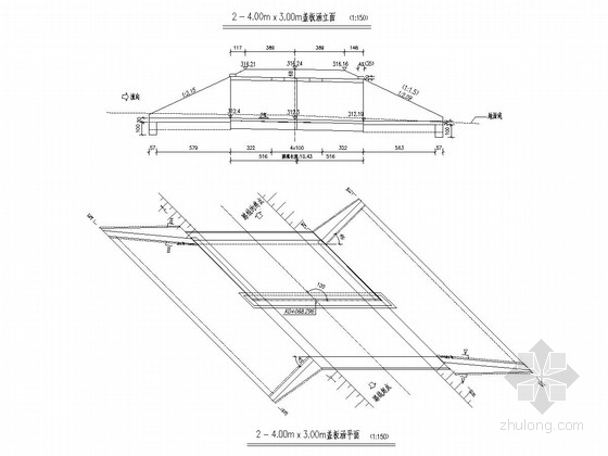 斜交涵钢筋资料下载-2-4x3m钢筋混凝土盖板涵设计图