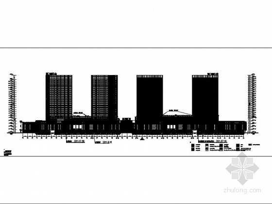 [河北]超高层带中庭商业综合楼建筑施工图-超高层带中庭商业综合楼建筑立面图 