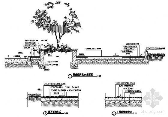 景观剖面详图资料下载-楼前休闲区剖面详图