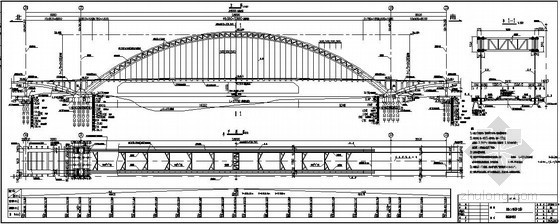 人行道钢管栏杆设计图资料下载-东莞市某50+280+50中承式钢管混凝土系杆拱桥设计图