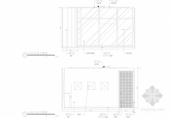 [上海]知名设计公司设计现代商业办公空间施工图（含概念方案设计文本）-[上海]知名设计公司设计现代商业办公空间施工图立面图