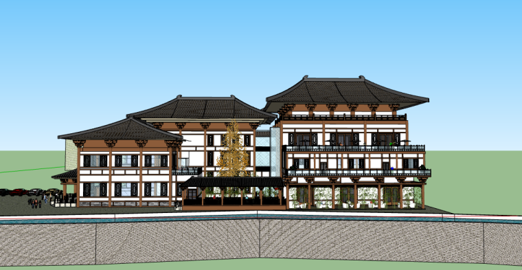 新中式酒店SU建筑模型资料下载-新中式风格城市酒店SU模型
