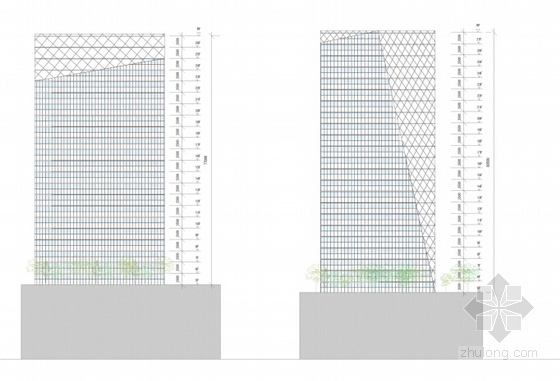 [上海]大型知名商业购物中心建筑设计方案文本-大型知名商业购物中心建筑设计立面图